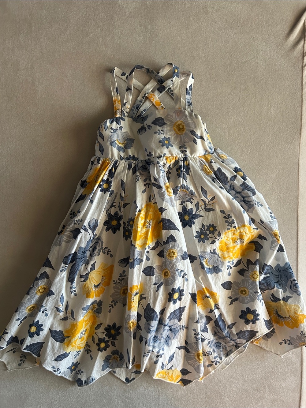Joie Girls' Yellow & Navy Floral Crisscross Sundress